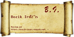 Bozik Irén névjegykártya