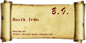 Bozik Irén névjegykártya